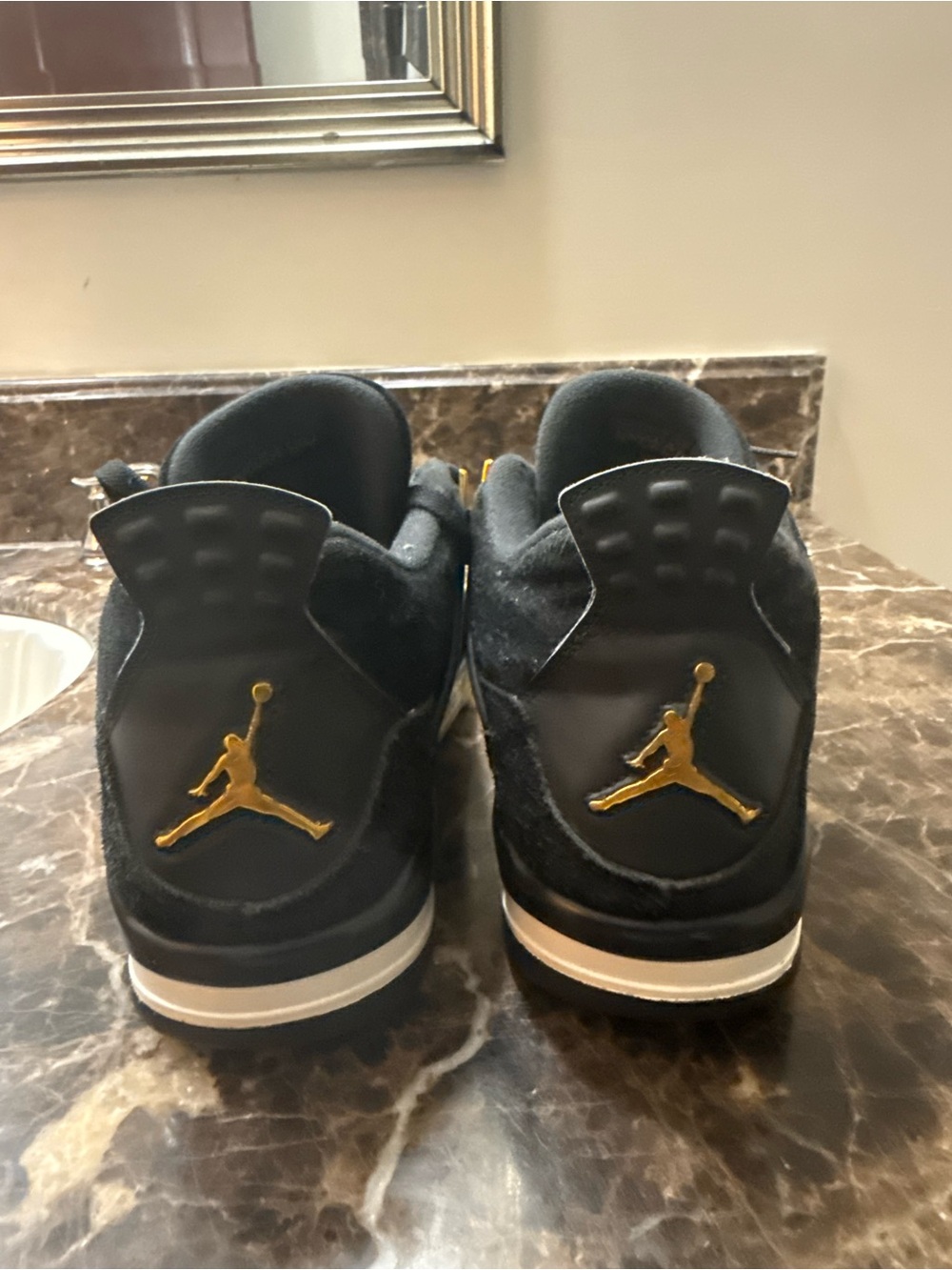 Jordan Men’s Black and Gold Suede Sneakers - Picture 8 of 10